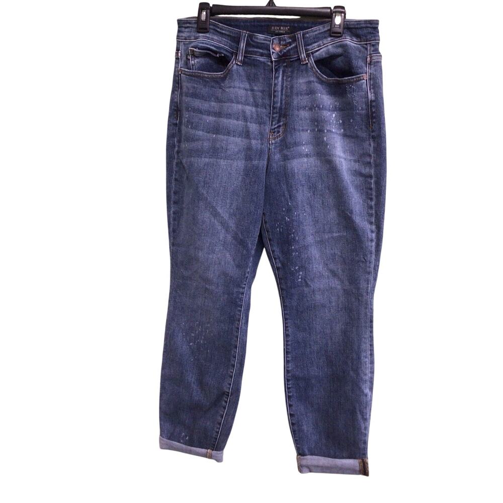Judy Blue Womens Mid Rise Boyfriend Fit Medium Wash Jeans Size 14W Ankle Inseam